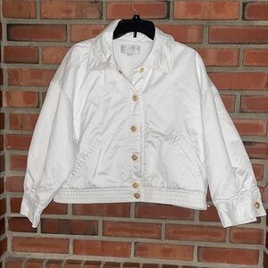 St. John's Bay White Jacket Gold Accents size large rare some bleeding buttons